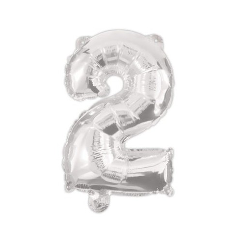 Number Silver, Silver Number 2 Foil Balloon 95 cm