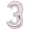 Number Silver, Silver number 3 foil balloon 66 cm