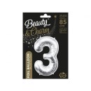 Number Silver, Silver number 3 foil balloon 85 cm