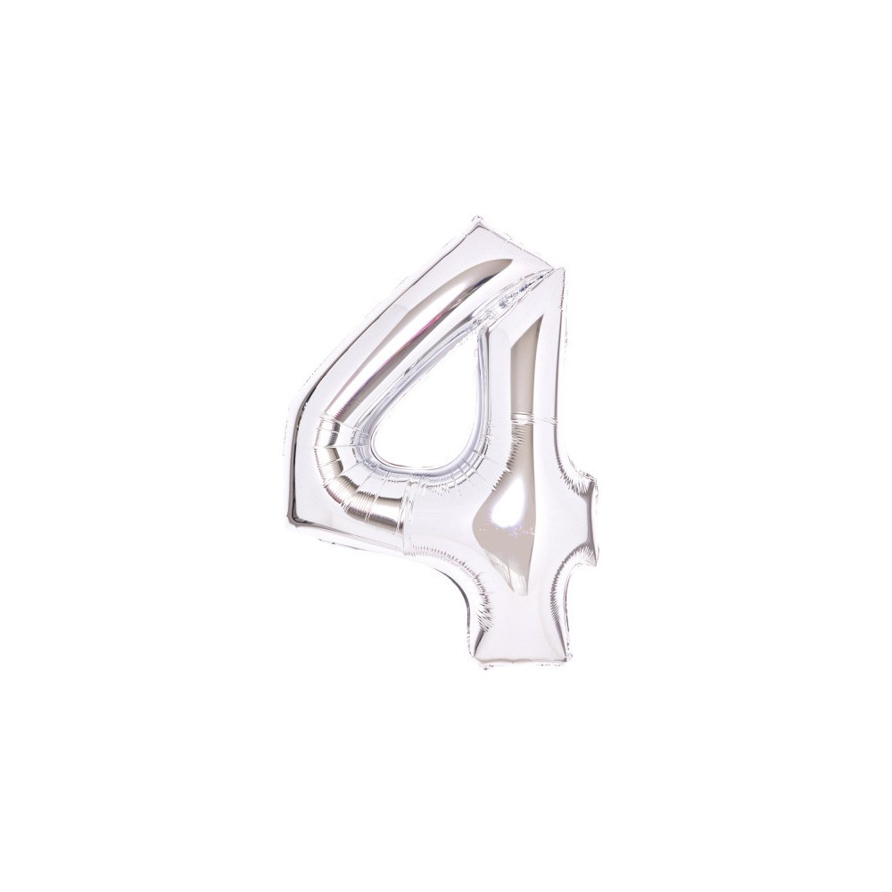Number Silver, Foil Balloon Number 4, 66 cm