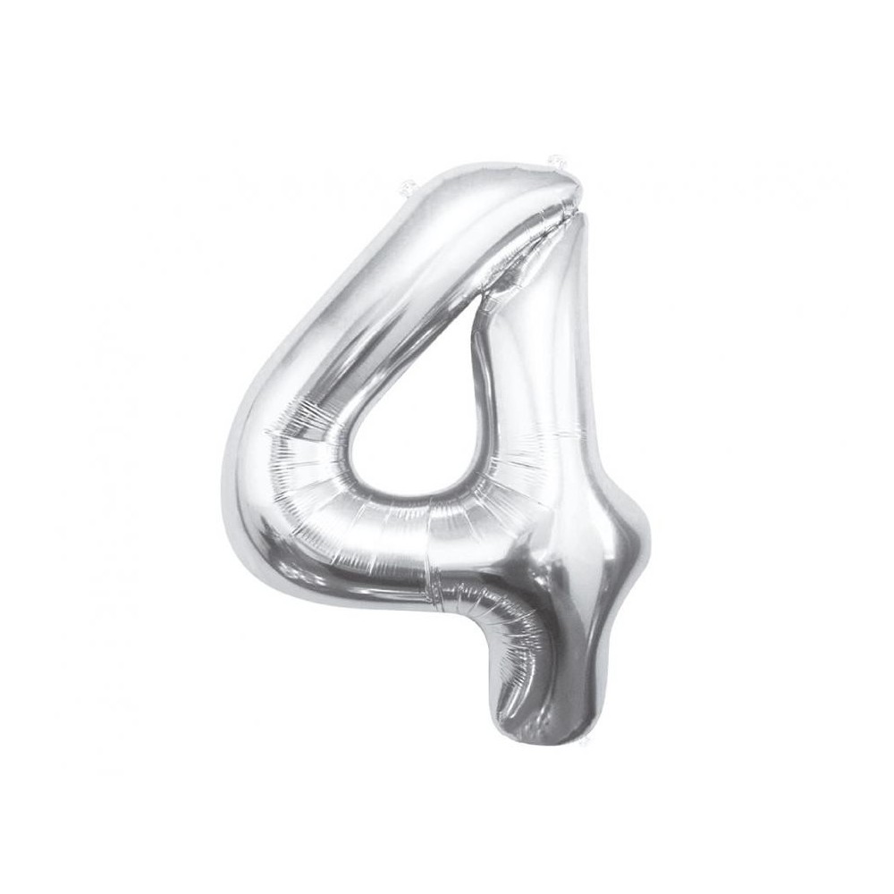 Number Silver, Silver number 4 foil balloon 85 cm