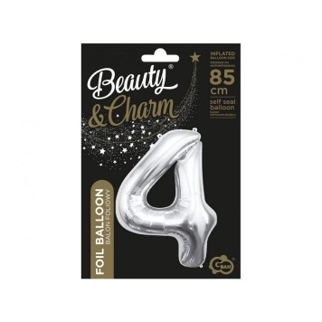 Number Silver, Silver number 4 foil balloon 85 cm
