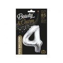 Number Silver, Silver number 4 foil balloon 85 cm