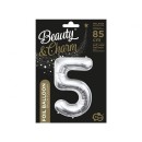 Number Silver, Silver number 5 foil balloon 85 cm