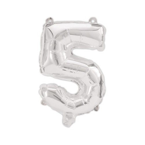 Number Silver, Silver number 5 foil balloon 95 cm