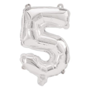 Number Silver, Silver number 5 foil balloon 95 cm