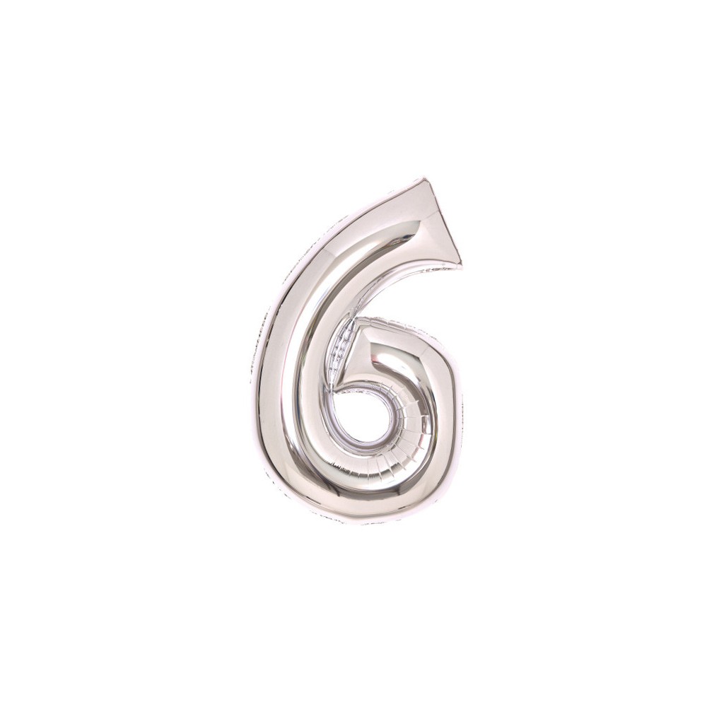 Number Silver, Silver Number 6 Foil Balloon 66 cm