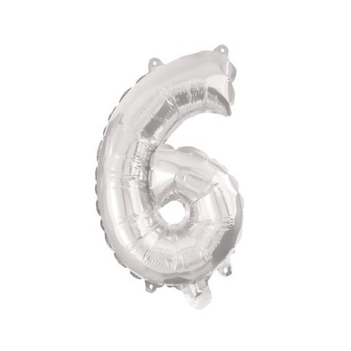 Number Silver, Silver number 6 foil balloon 95 cm
