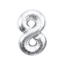 Number Silver, Silver Number 8 Foil Balloon 85 cm