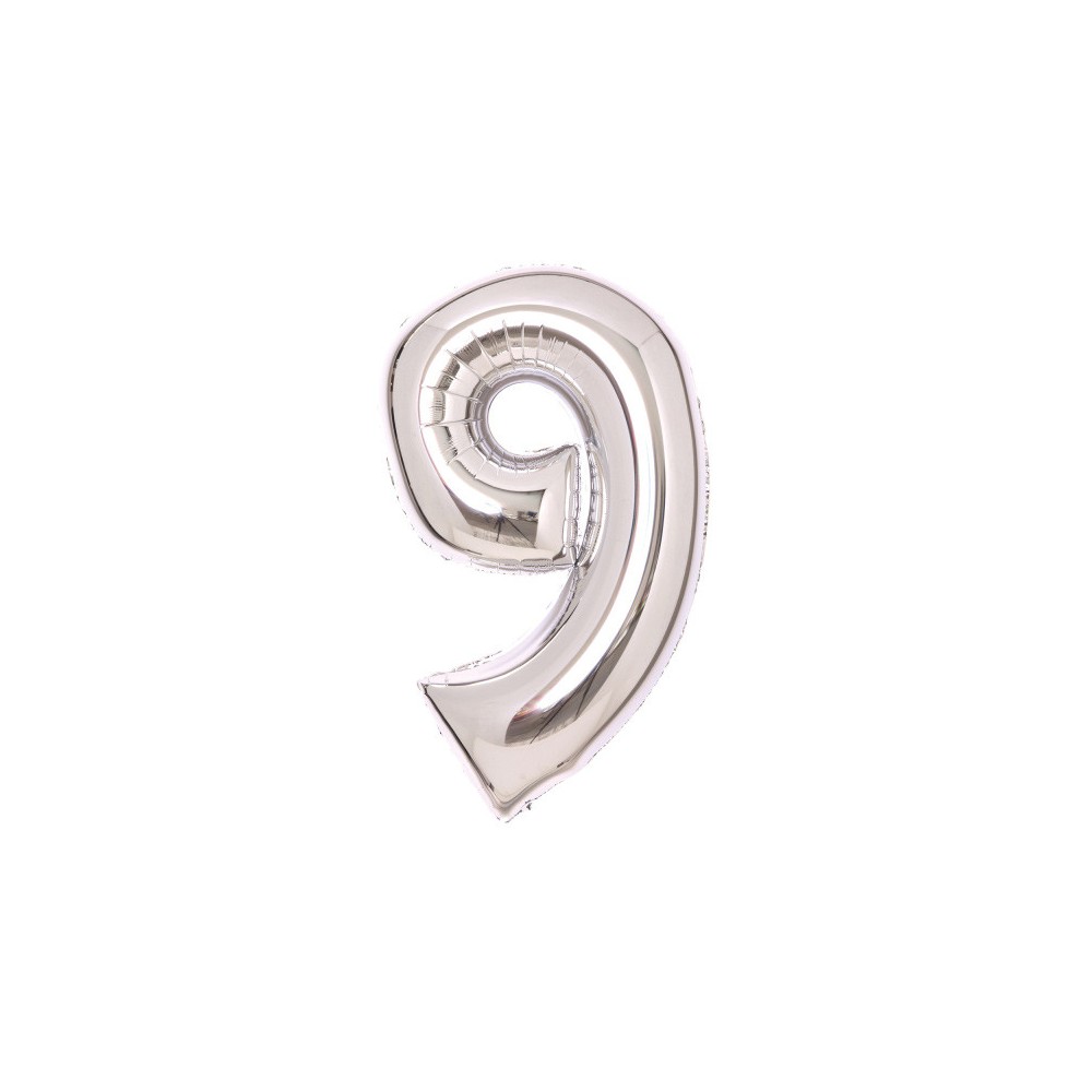Number Silver, Silver Number 9 Foil Balloon 66 cm