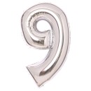 Number Silver, Silver Number 9 Foil Balloon 66 cm