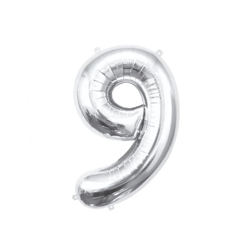 Number Silver, Silver number 9 foil balloon 85 cm