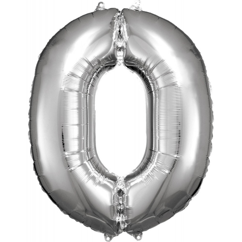 Number Silver Giant Number Foil Balloon 0, 83*66 cm