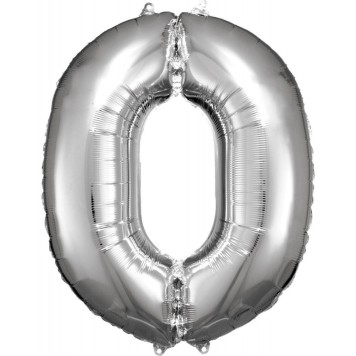 Number Silver Giant Number Foil Balloon 0, 83*66 cm