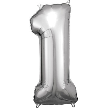 Number Silver giant number foil balloon 1, 83*38 cm