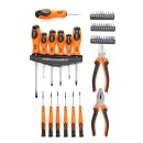 Zestaw śrubokrętów, szczypiec i bitów 45szt. . KD10893