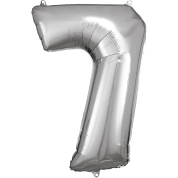 Number Giant Silver Number Foil Balloon 7, 83*55 cm