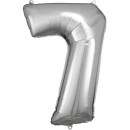 Number Giant Silver Number Foil Balloon 7, 83*55 cm