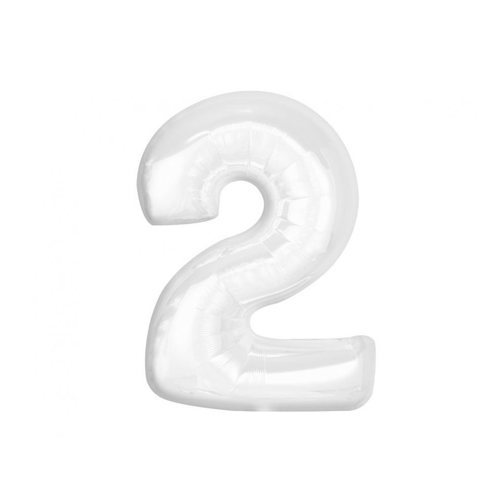 Number B&C White White Number 2 Foil Balloon 92 cm