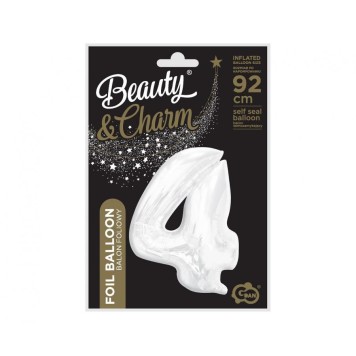 Number B&C White White number 4 foil balloon 92 cm