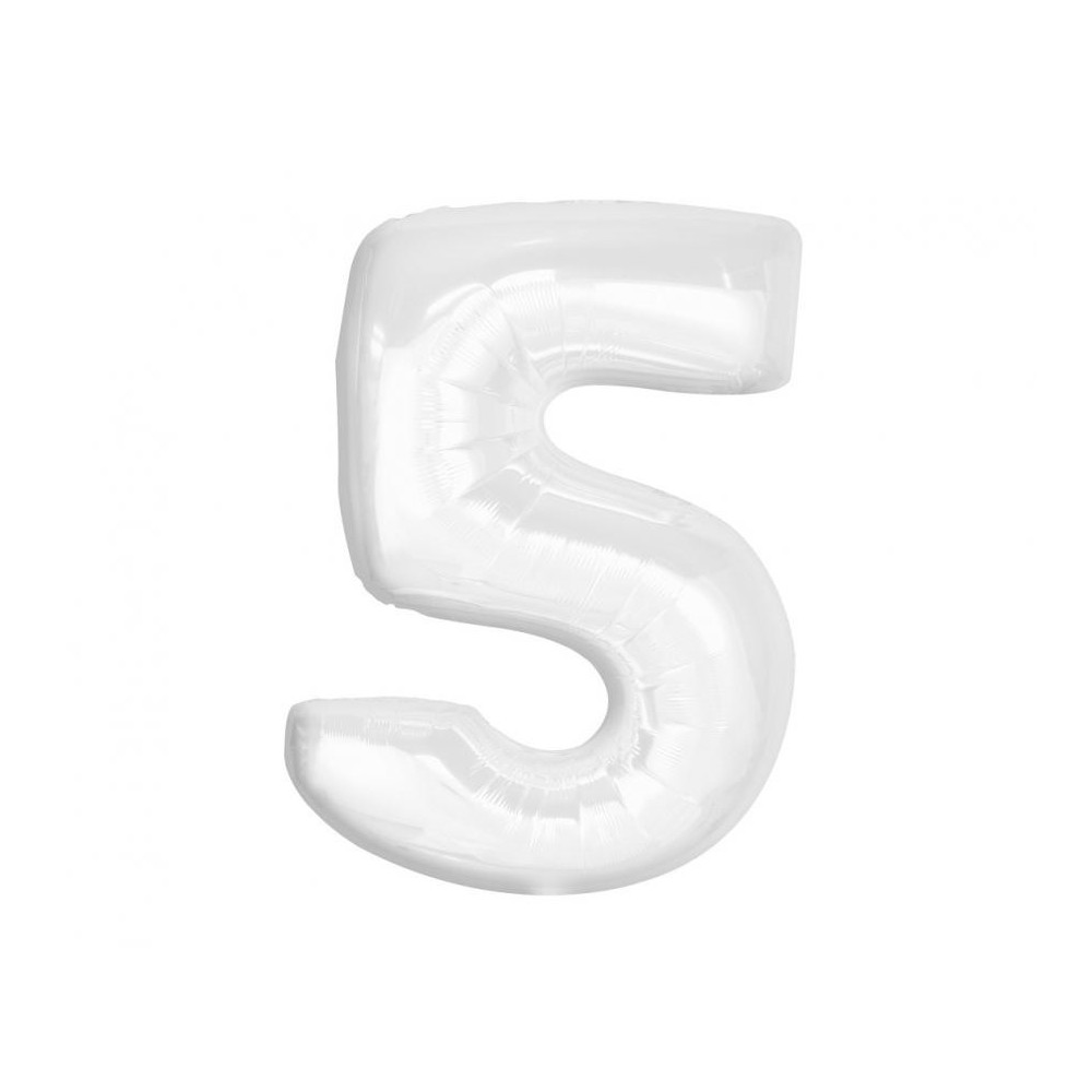 Number B&C White White Number 5 Foil Balloon 92 cm