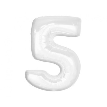 Number B&C White White Number 5 Foil Balloon 92 cm