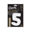 Number B&C White White Number 5 Foil Balloon 92 cm