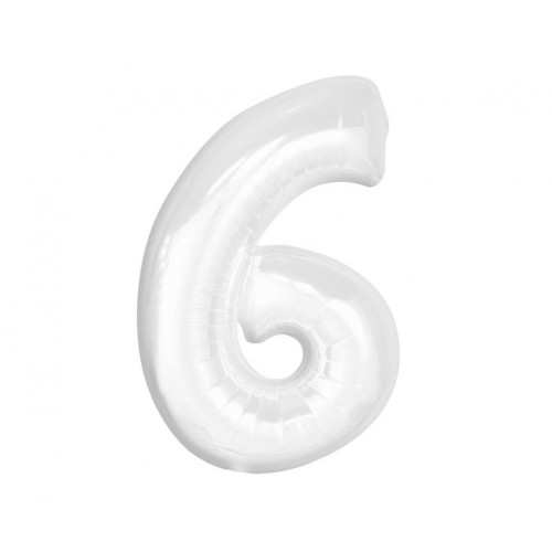 Number B&C White White number 6 foil balloon 92 cm