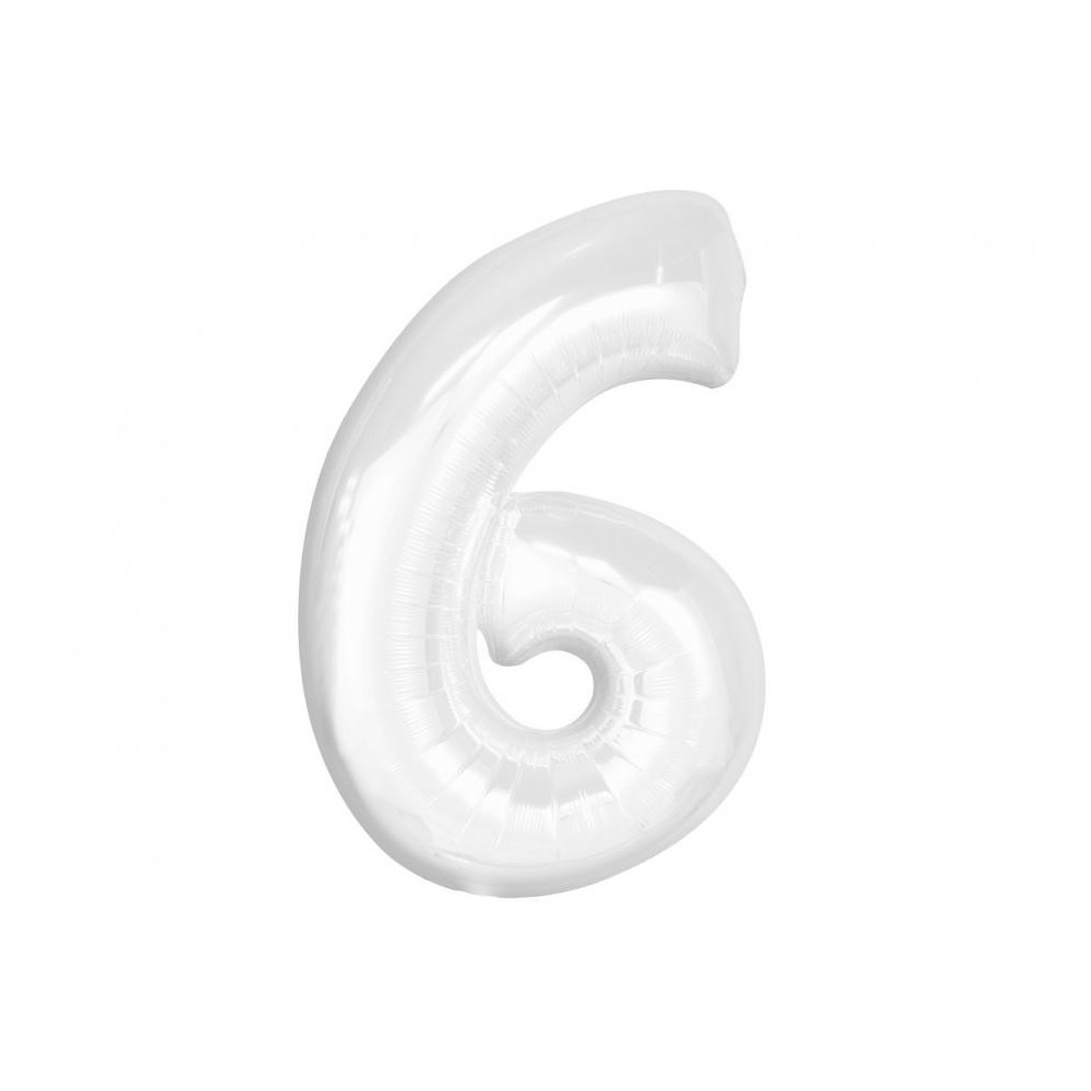 Number B&C White White number 6 foil balloon 92 cm