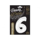 Number B&C White White number 6 foil balloon 92 cm
