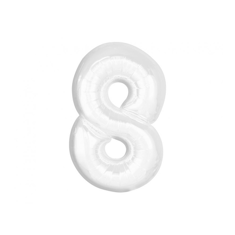 Number B&C White White number 8 foil balloon 92 cm