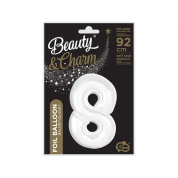Number B&C White White number 8 foil balloon 92 cm