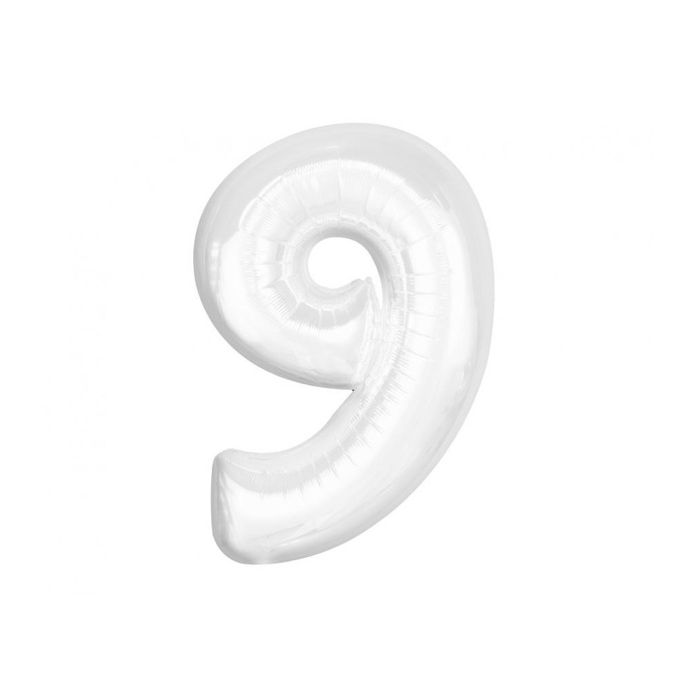 Number B&C White White number 9 foil balloon 92 cm