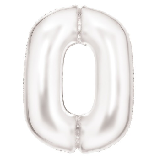 Number Lustre White, White Number 0 Foil Balloon 86 cm