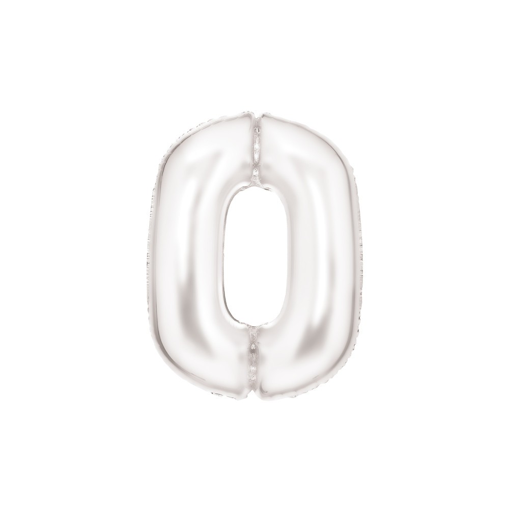 Number Lustre White, White Number 0 Foil Balloon 86 cm