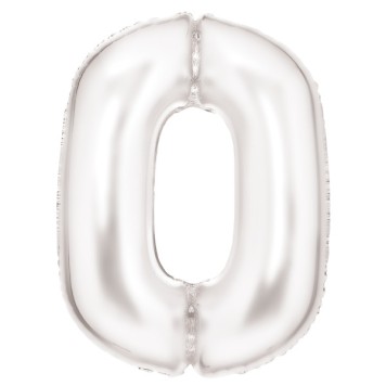 Number Lustre White, White Number 0 Foil Balloon 86 cm