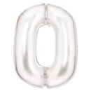 Number Lustre White, White Number 0 Foil Balloon 86 cm