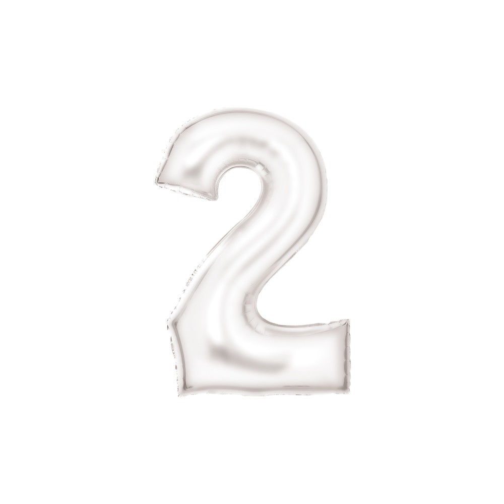 Number Lustre White, Number 2 Foil Balloon 86 cm