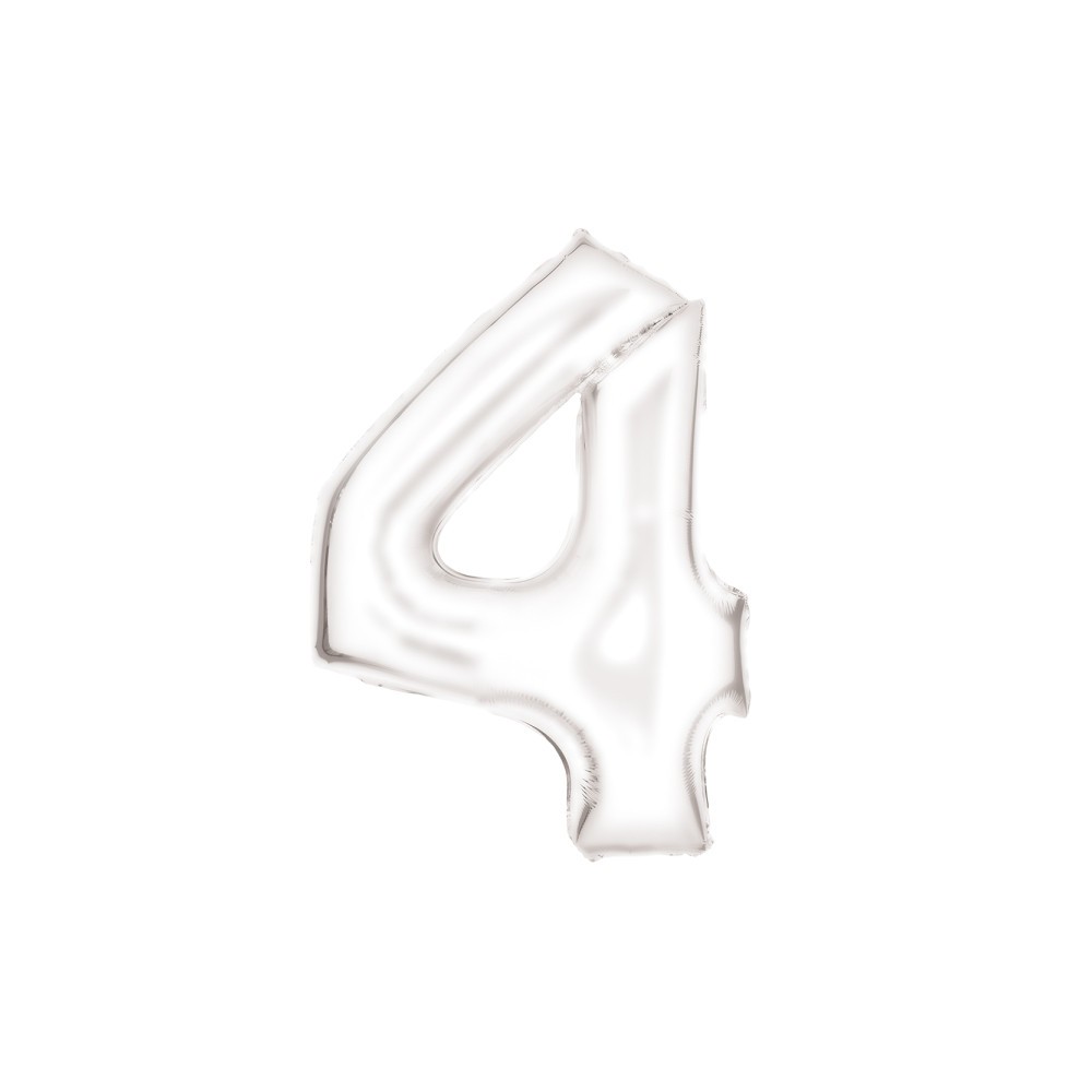 Number Lustre White, White Number 4 Foil Balloon 86 cm