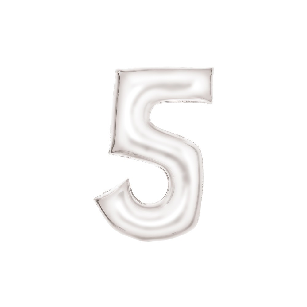 Number Lustre White, White Number 5 Foil Balloon 86 cm