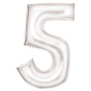 Number Lustre White, White Number 5 Foil Balloon 86 cm