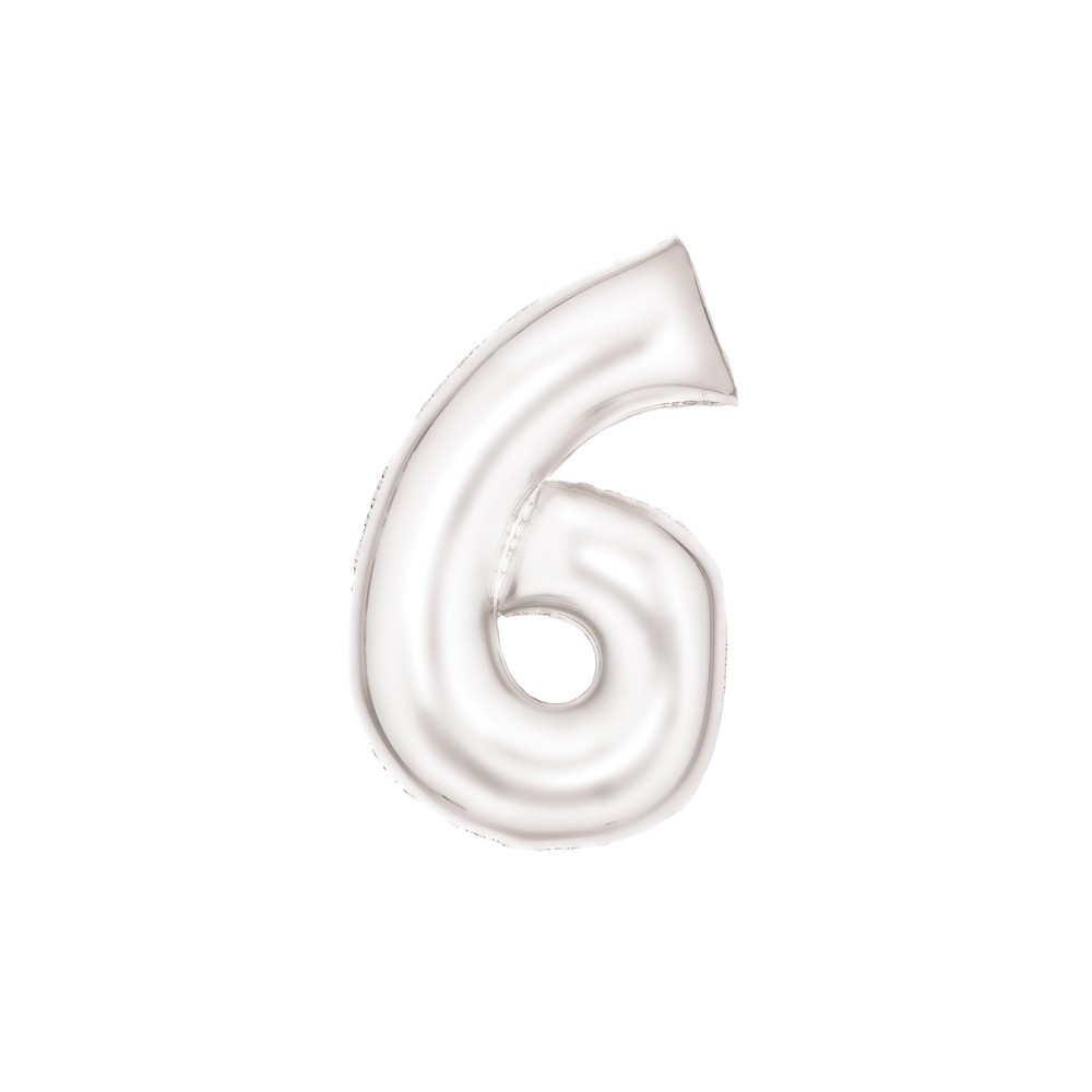 Number Lustre White, White Number 6 Foil Balloon 86 cm