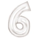 Number Lustre White, White Number 6 Foil Balloon 86 cm