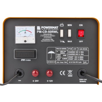 Prostownik akumulatorowy 12/24V z rozruchem PM-CD-50RWL