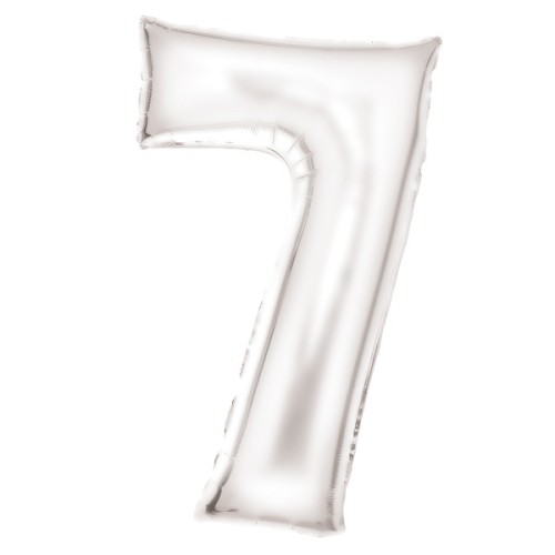 Number Lustre White, White number 7 foil balloon 86 cm