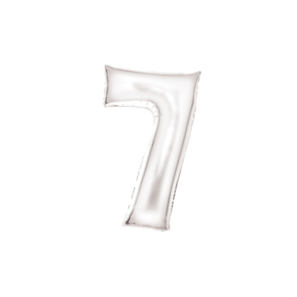 Number Lustre White, White number 7 foil balloon 86 cm