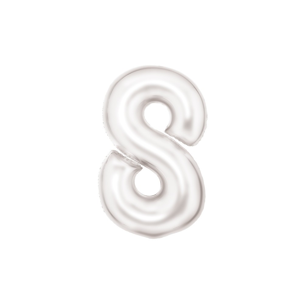 Number Lustre White, White 8 number foil balloon 86 cm