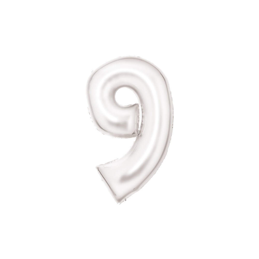 Number Lustre White, White number 9 foil balloon 86 cm