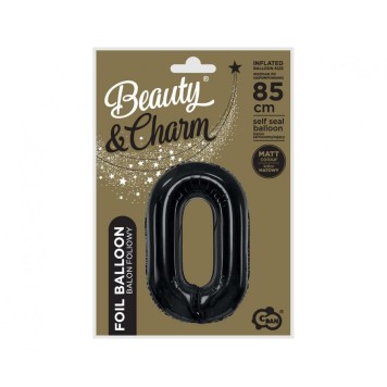 Number B&C Matt Black Black Number 0 Foil Balloon 85 cm