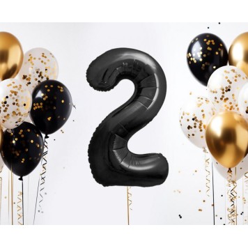 Number B&C Matt Black Black Number 2 Foil Balloon 85 cm